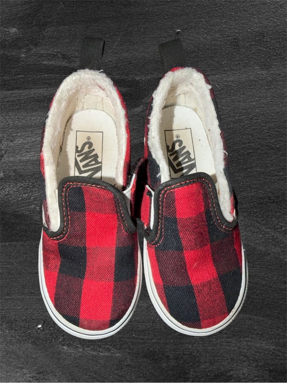 Vans Toddler Buffalo Plaid Sherpa Slip-On Shoes Size 8